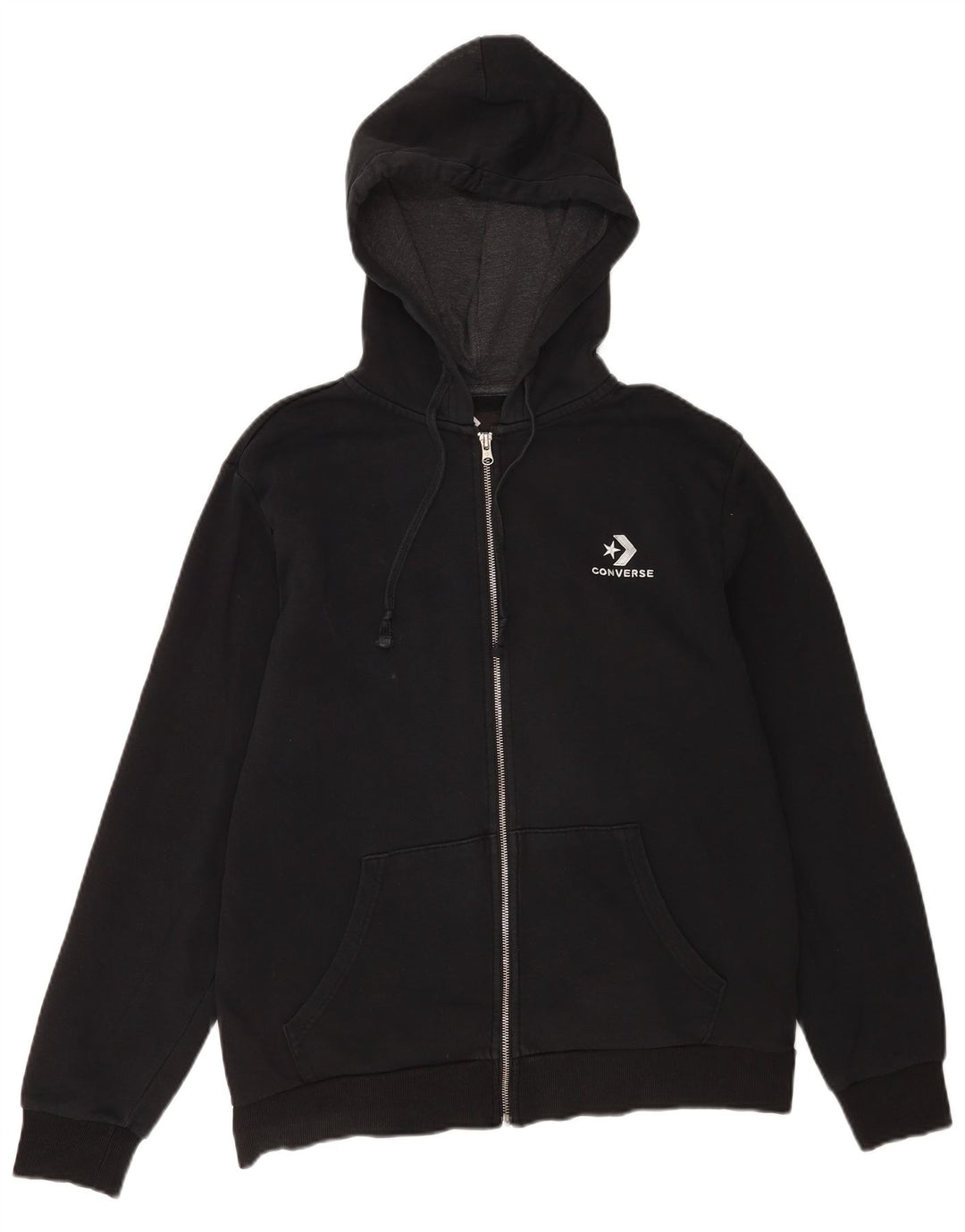 Converse Herren-Kapuzenpullover mit Reißverschluss, mittelschwarz, Baumwolle