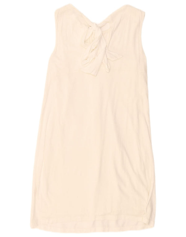 Massimo Dutti Damen ärmelloses, normales Etuikleid, Gr. 10, Größe S, Weiß