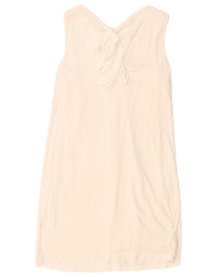 Massimo Dutti Damen ärmelloses, normales Etuikleid, Gr. 10, Größe S, Weiß