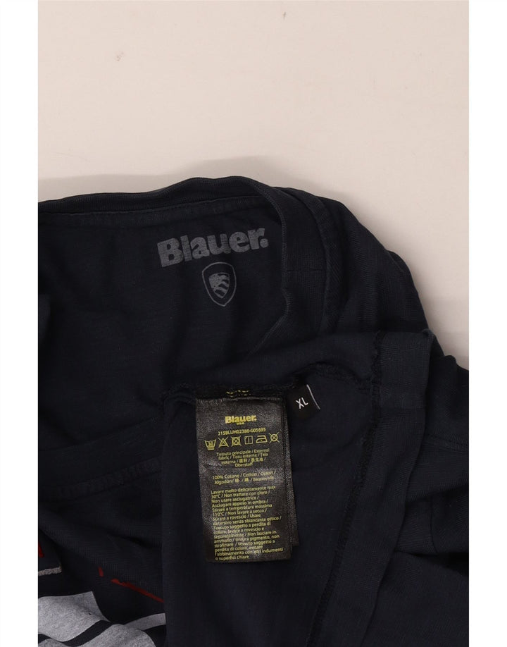Blauer Herren-T-Shirt mit Grafik, XL, Marineblau, Baumwolle