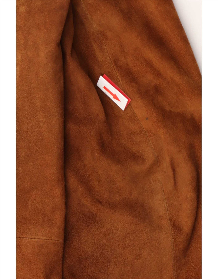 Vintage Damen 2-Knopf-Wildleder-Blazerjacke UK 14 Mittelbraun