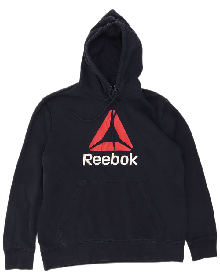Reebok Herren Graphic Hoodie Pullover Medium Marineblau Baumwolle