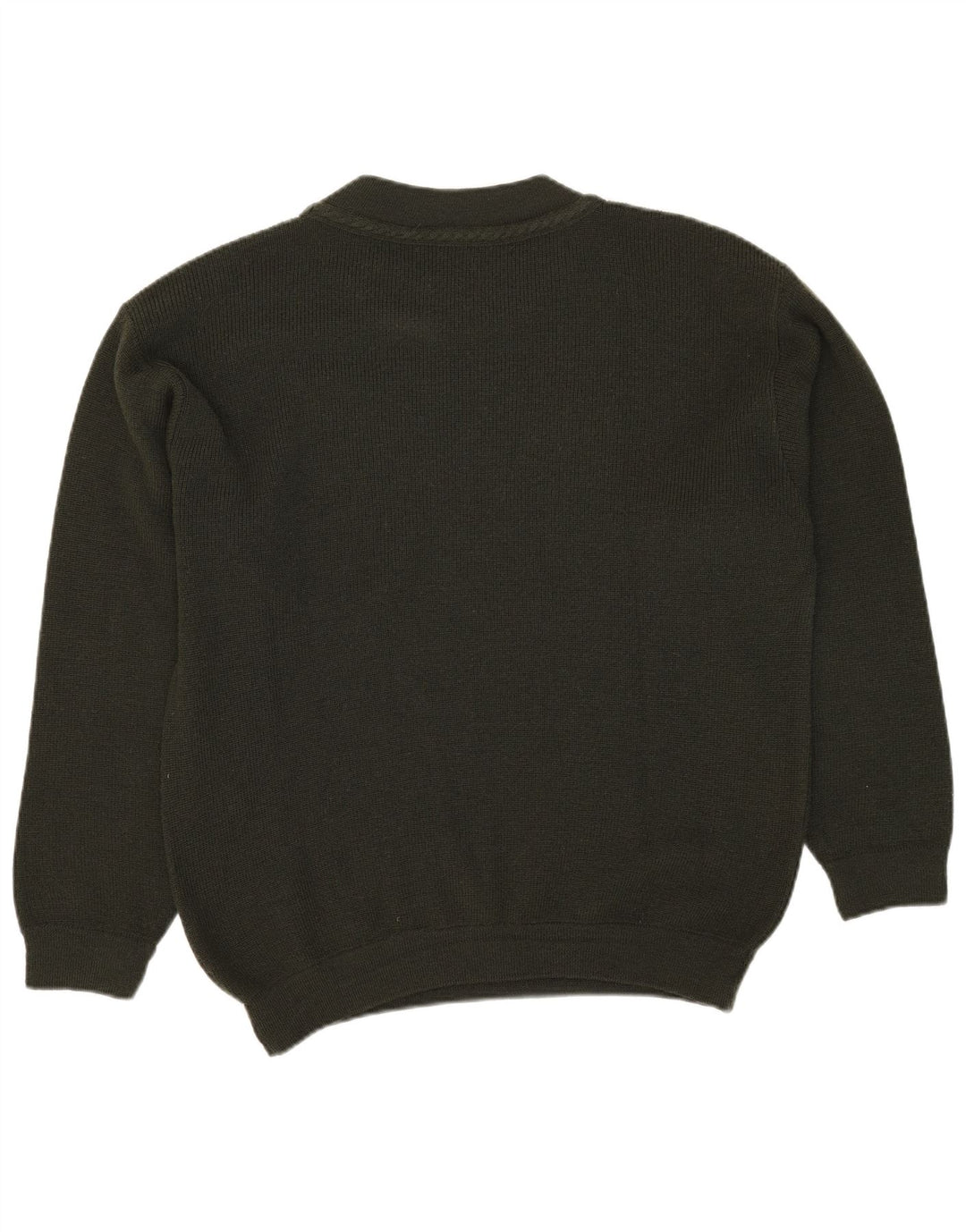VINTAGE Herren-Pullover mit Rundhalsausschnitt, große Khaki-Wolle
