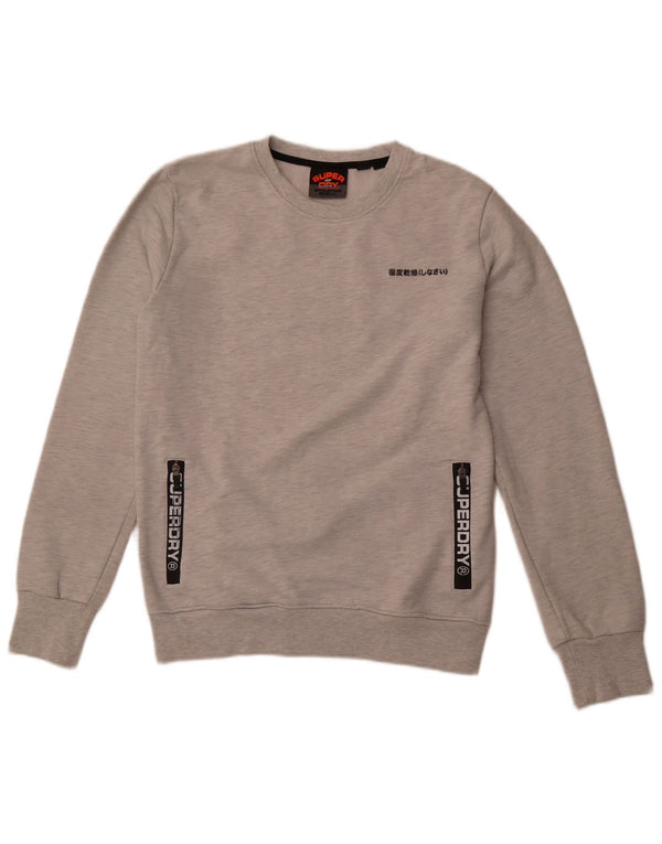 SUPERDRY Herren-Sweatshirt mit Grafik, Größe L, aus grauer Baumwolle