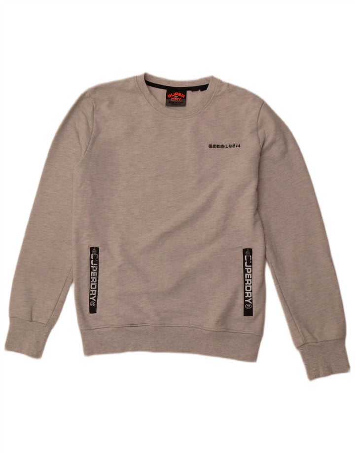 SUPERDRY Herren-Sweatshirt mit Grafik, Größe L, aus grauer Baumwolle