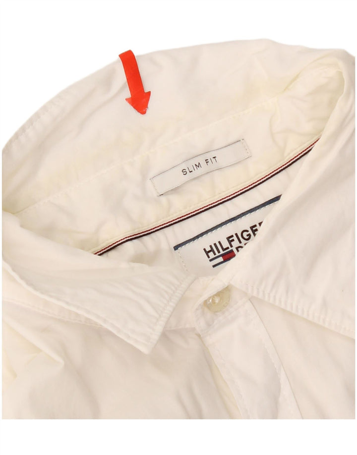 Tommy Hilfiger Herren Kurzarm-Slim-Fit-Hemd aus mittelweißer Baumwolle