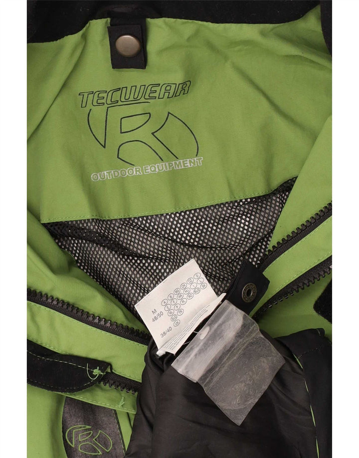 Vintage Herren-Regenjacke mit Kapuze, UK 38/40, mittelgrünes Colourblock-Polyamid