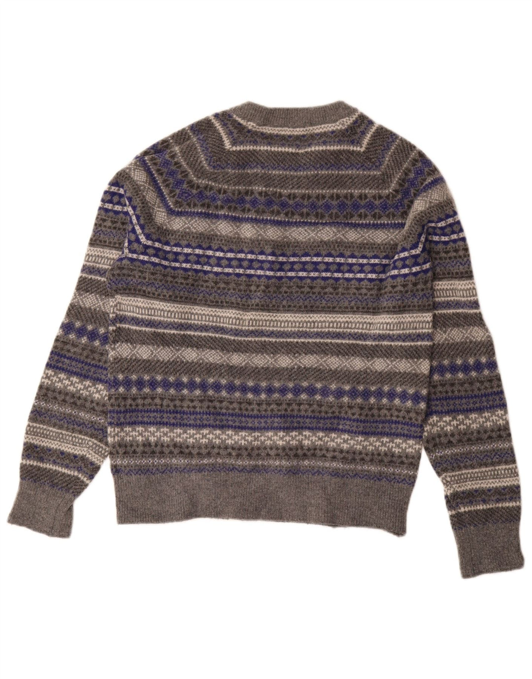 Gap Damen-Pullover mit Rundhalsausschnitt, UK 14, mittelgraue Fair-Isle-Wolle
