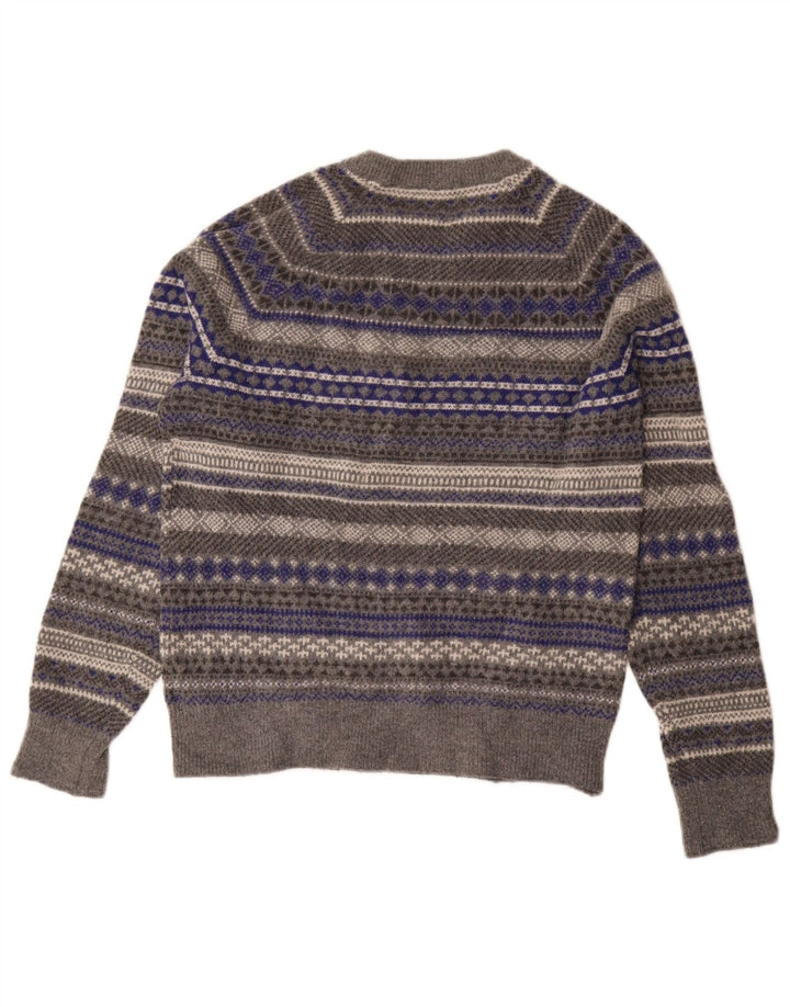 Gap Damen-Pullover mit Rundhalsausschnitt, UK 14, mittelgraue Fair-Isle-Wolle