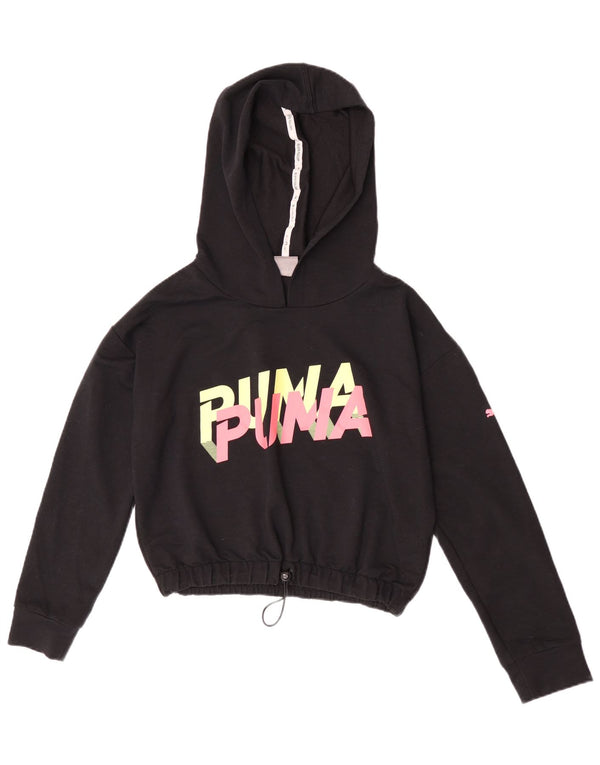 Puma Damen Crop Graphic Übergroßer Kapuzenpullover UK 6 XS Schwarz Polyester
