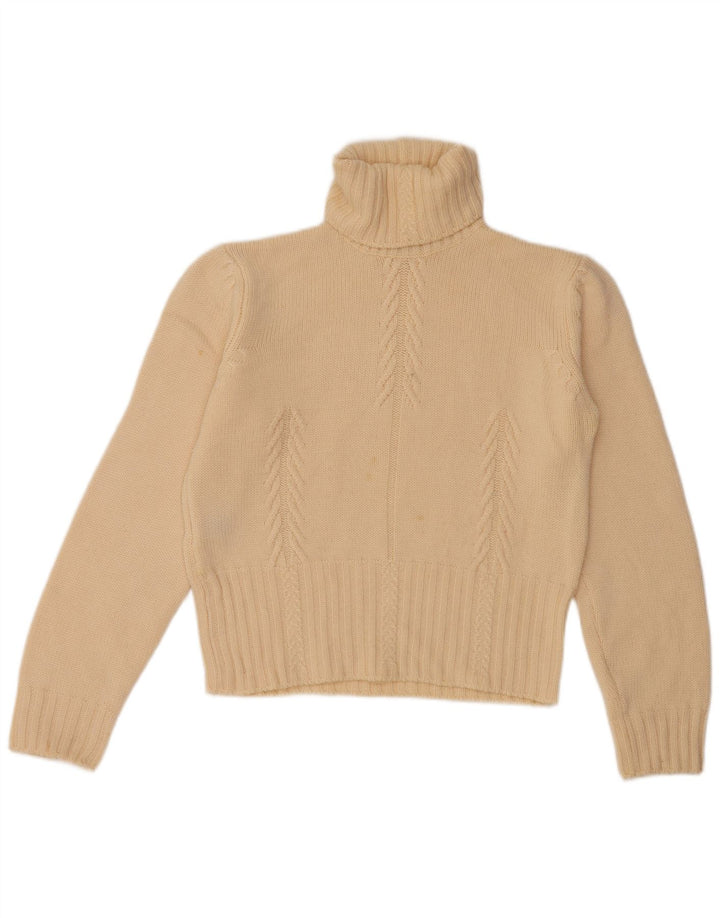 FRANCESCA Rollkragenpullover für Damen, UK 16, Größe L, Beige, Schurwolle