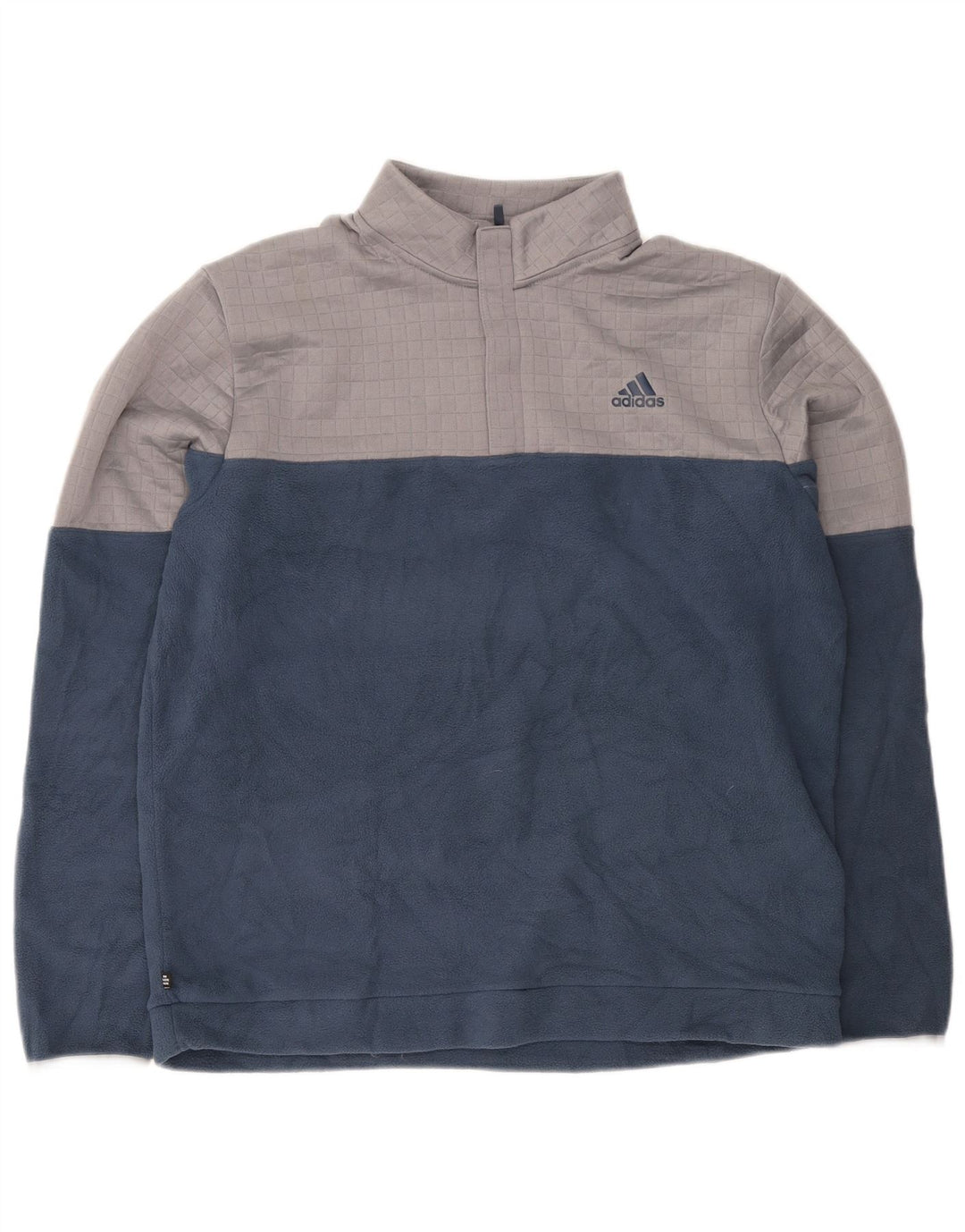 Adidas Herren-Fleecepullover mit Reißverschluss am Hals, groß, marineblaues Polyester