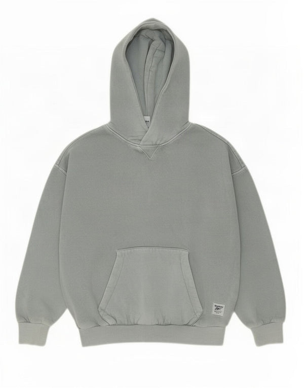 Reebok Damen Übergroßer Kapuzenpullover UK 4/6 XS Graue Baumwolle