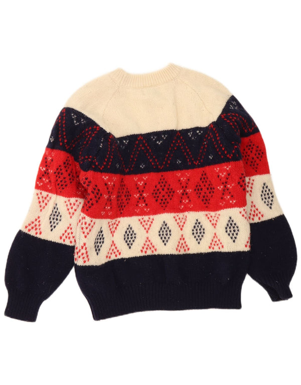 Benetton Mädchen-Pullover mit Rundhalsausschnitt, 11–12 Jahre, mehrfarbig, geometrisch