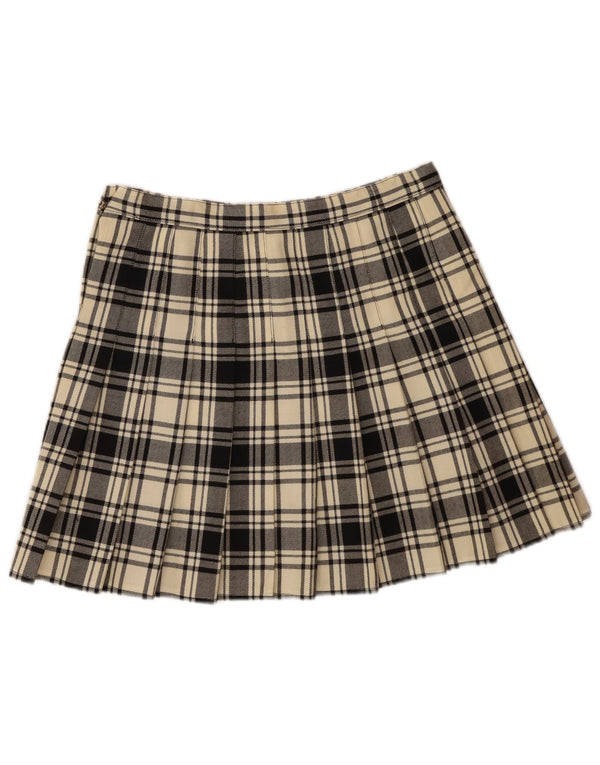 VINTAGE Damen Minirock W30 Medium Off White Plaid Schurwolle