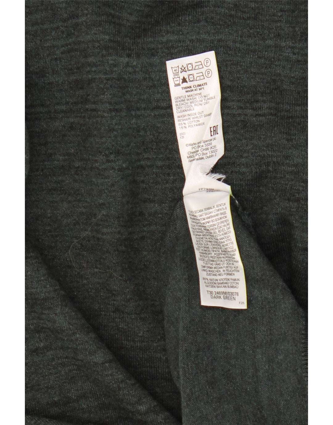 Marks & Spencer Herren-Pullover mit Rollkragen, mittelgrau, gestreift, Baumwolle