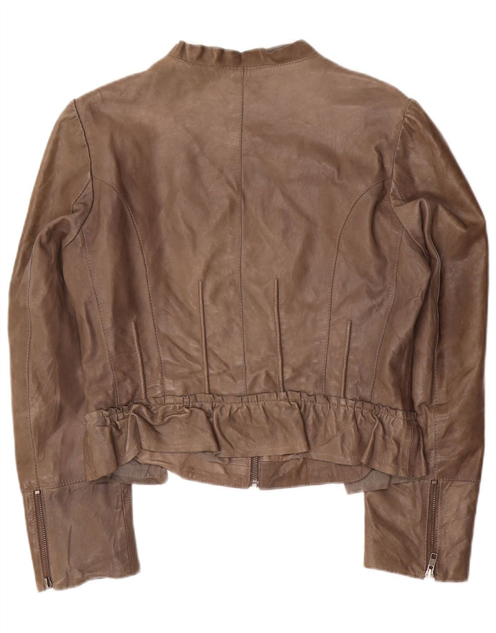 Penny Black Damen Crop Lederjacke UK 14 Großes graues Leder