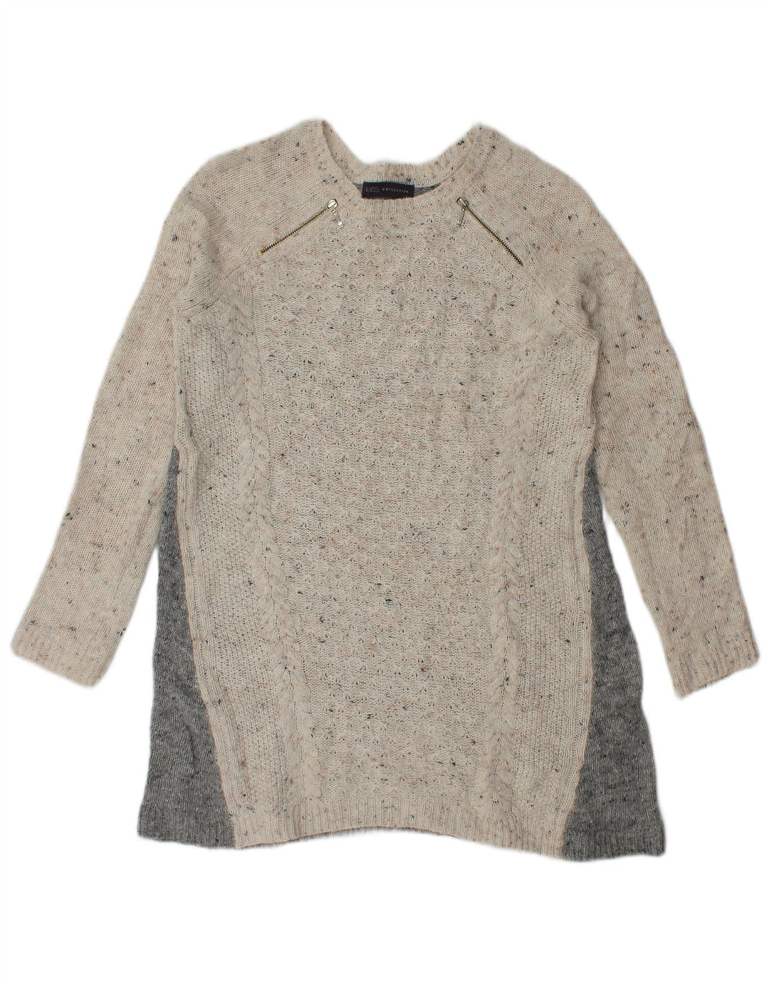 Marks & Spencer Damen-Pullover mit Rundhalsausschnitt, Gr. 10, Größe S, Grau meliert