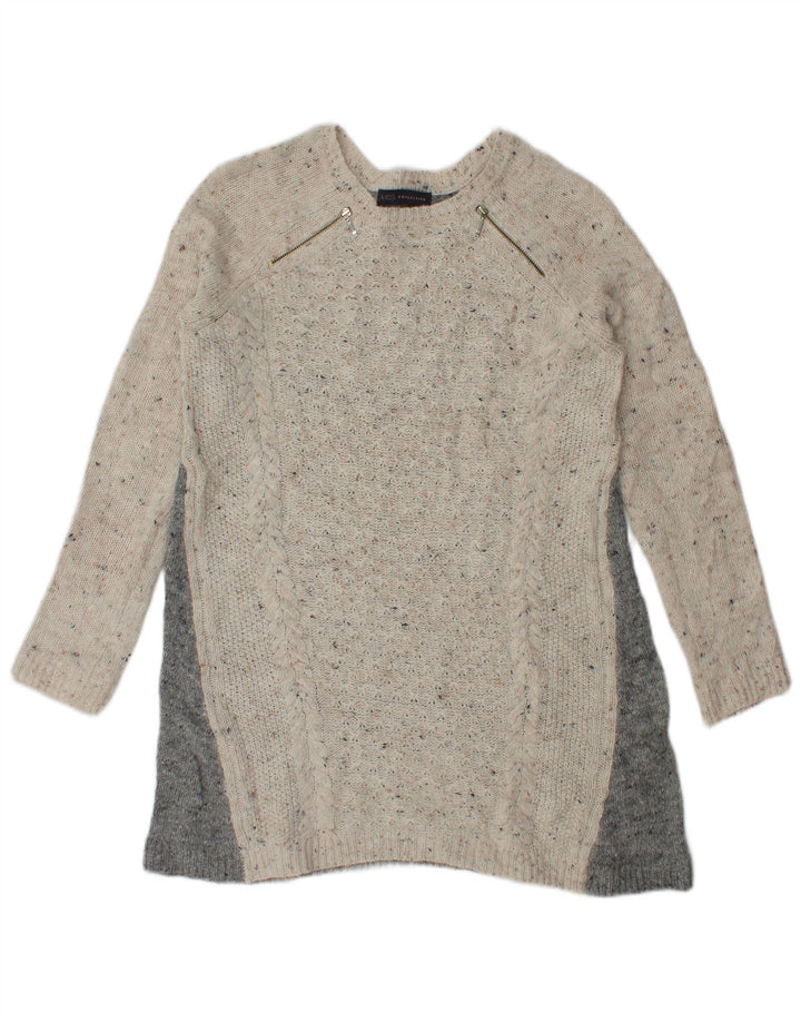 Marks & Spencer Damen-Pullover mit Rundhalsausschnitt, Gr. 10, Größe S, Grau meliert