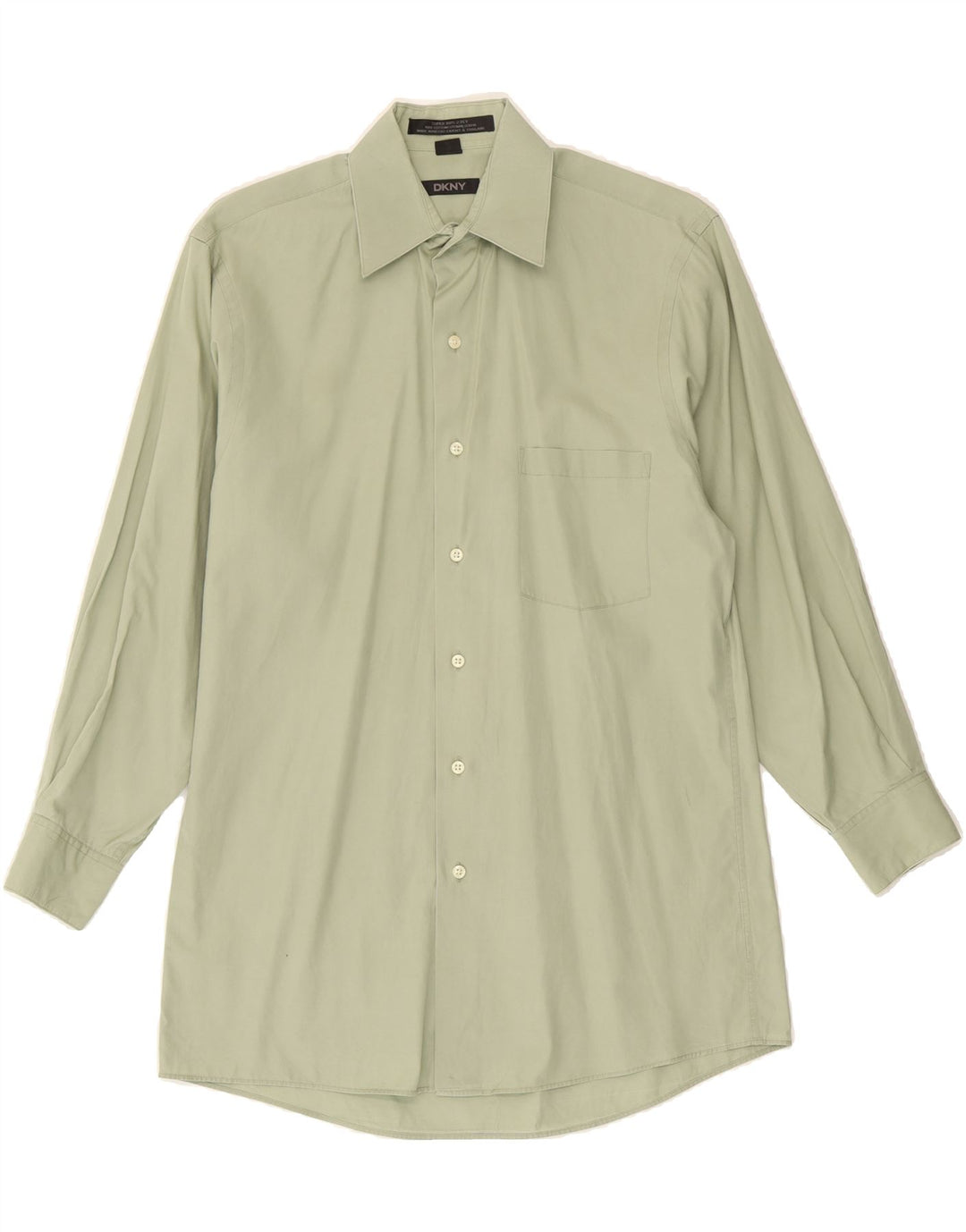DKNY Mens Shirt Size 14 1/2 Small Green Cotton Vintage Dkny and Second-Hand Dkny from Messina Hembry 