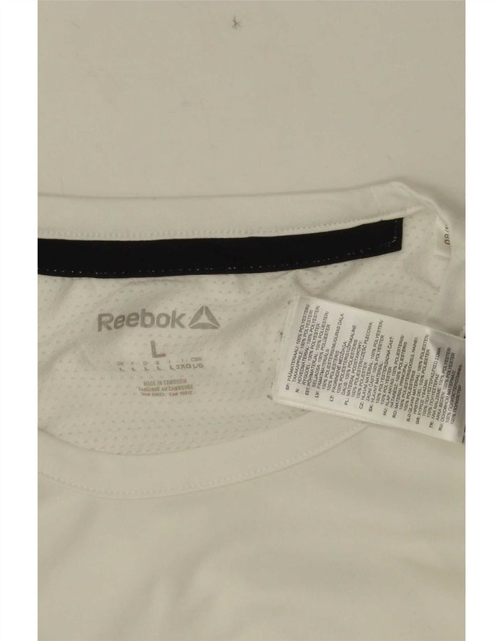 Reebok Herren T-Shirt Top Large Weiß Colourblock Polyester