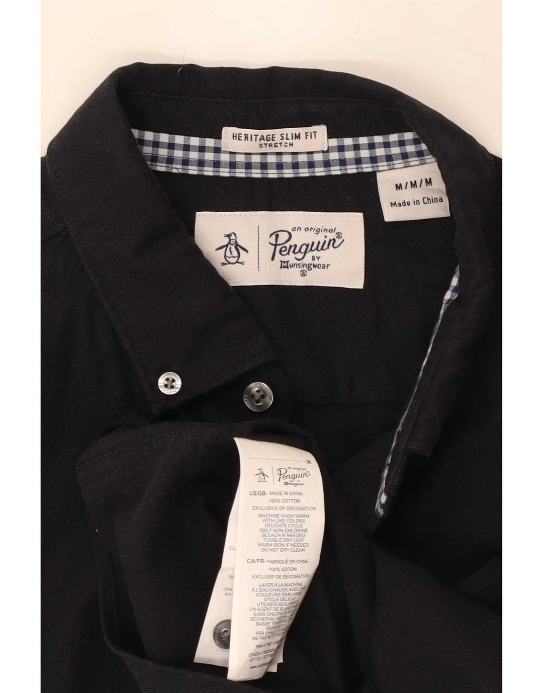 Penguin Herren Heritage Slim Fit Hemd aus mittelblauer Baumwolle