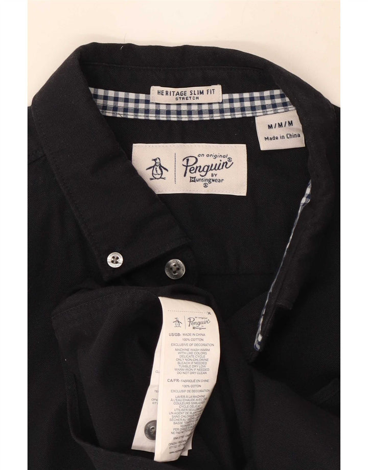 Penguin Herren Heritage Slim Fit Hemd aus mittelblauer Baumwolle