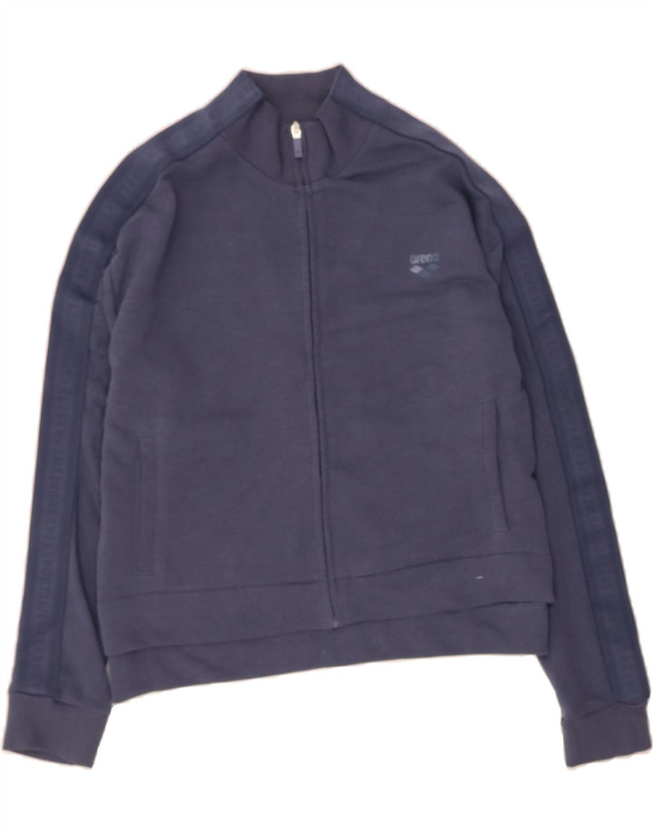 ARENA Womens Oversized Tracksuit Top Jacket UK 10 Small Navy Blue Cotton Vintage Arena and Second-Hand Arena from Messina Hembry 