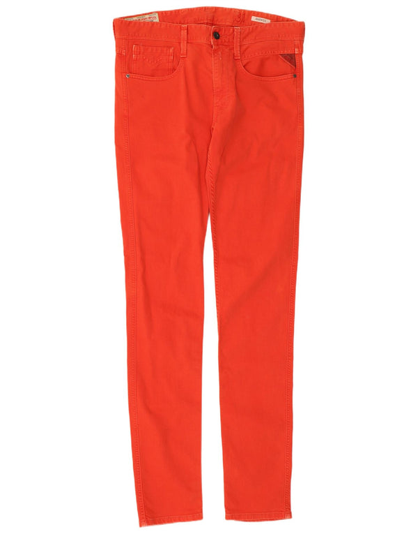 Replay Damen Anbass Slim Jeans W31 L34 Rote Baumwolle