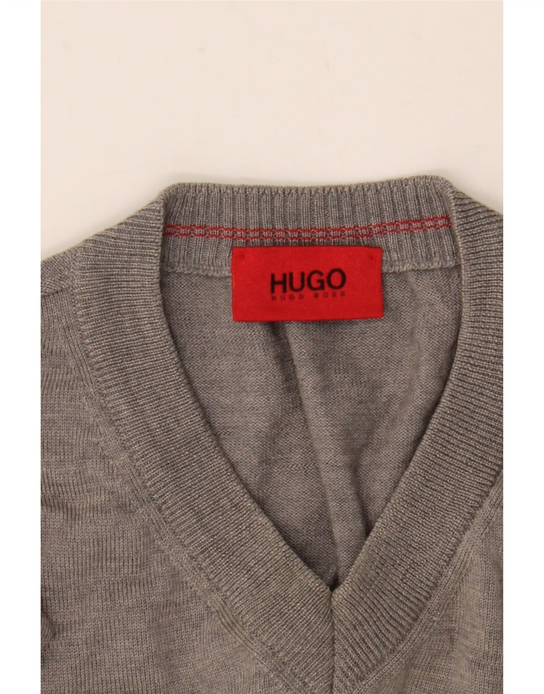 Hugo Boss Herren-Pullover mit V-Ausschnitt, XL, graue Wolle