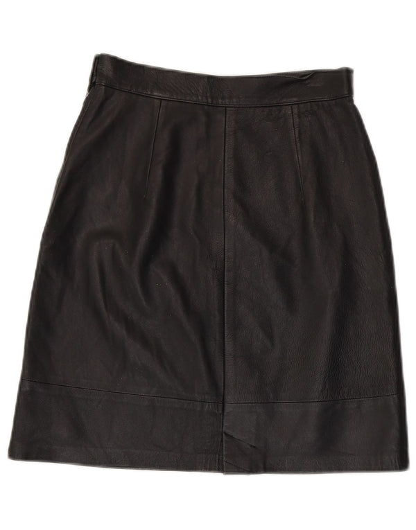 Vintage Damen High Waist Lederrock IT 42 Medium W22 Schwarzes Leder