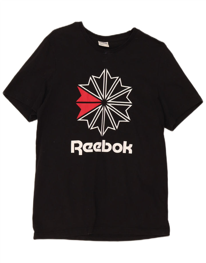 Reebok Herren Graphic T-Shirt Top Large Schwarz Baumwolle