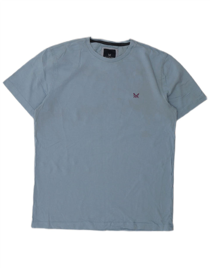 Crew Clothing Herren-T-Shirt-Oberteil aus mittelblauer Baumwolle