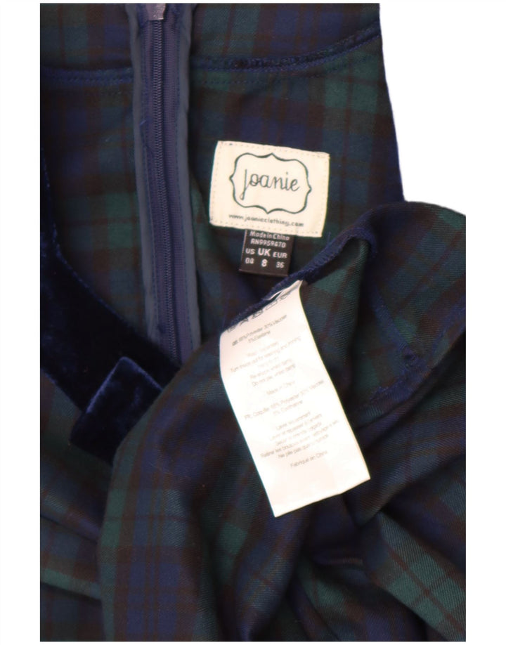 Joanie Damen-Langarmkleid in A-Linie, Größe S, grün kariert, Polyester