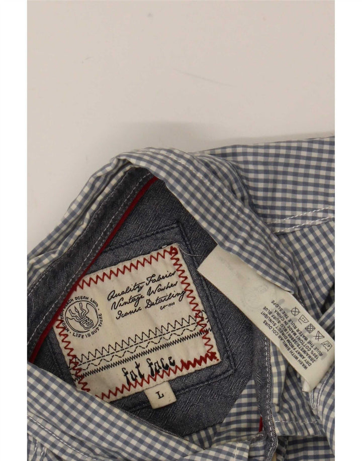 Fat Face Herren-Kurzarmhemd, groß, blau, Gingham-Baumwolle