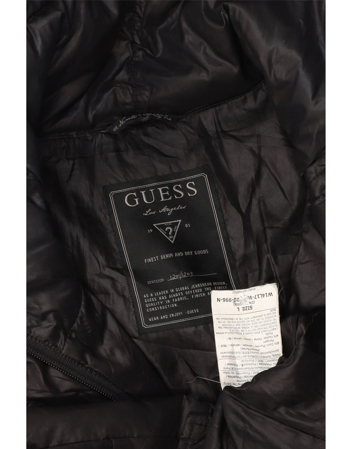 Guess Damen Wattierte Jacke UK 16 Large Schwarz Polyester