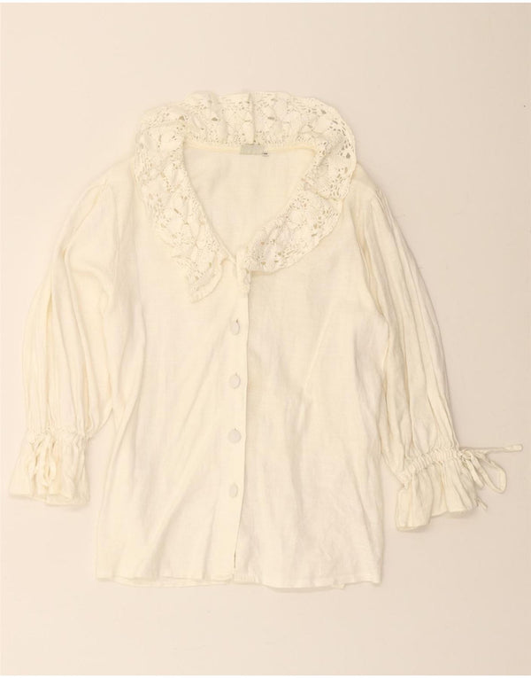 HESS FRACKMANN Damen 3/4-Ärmel-Hemdbluse EU 38 Mittelweißes Leinen