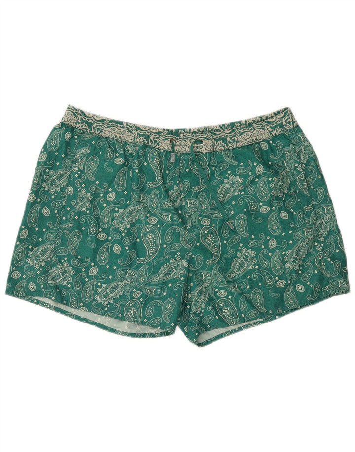 COAST Herren-Badeshorts, groß, grün, Paisleymuster