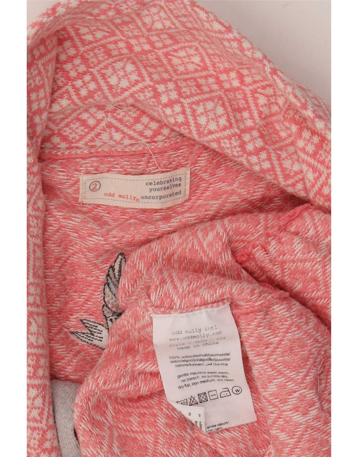 Odd Molly Damen-Strickjacke, Größe 2, mittelrosa, geometrische Baumwolle
