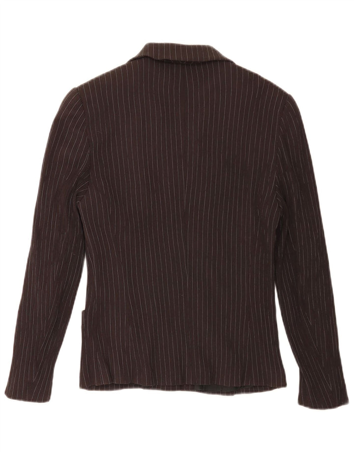 Taifun Damen-Blazerjacke mit 4 Knöpfen, Gr. 10, Braun, Nadelstreifen-Viskose