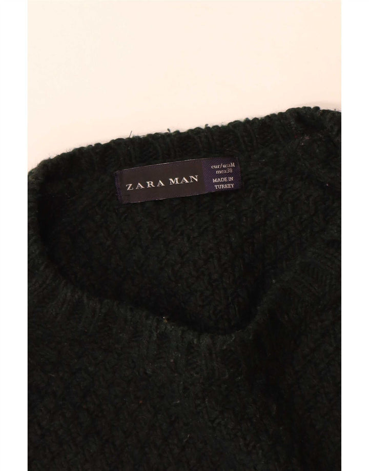 Zara Herren-Pullover mit Rundhalsausschnitt, Mittelschwarz, Acryl