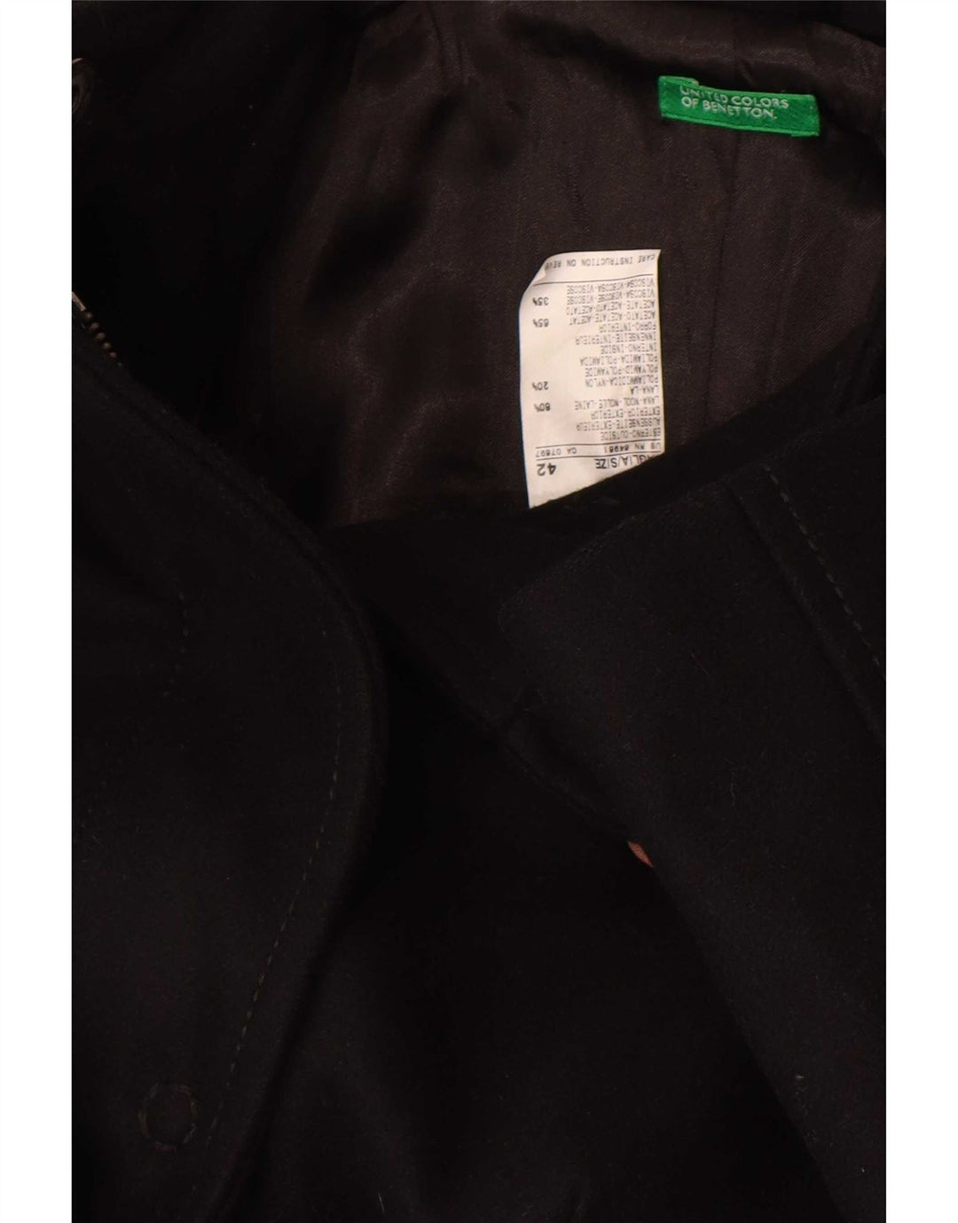 Benetton Damen Mantel IT 42 Mittelschwarze Wolle