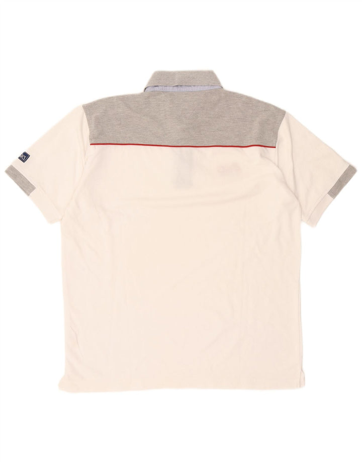 Asics Herren-Poloshirt, groß, weiße Colourblock-Baumwolle
