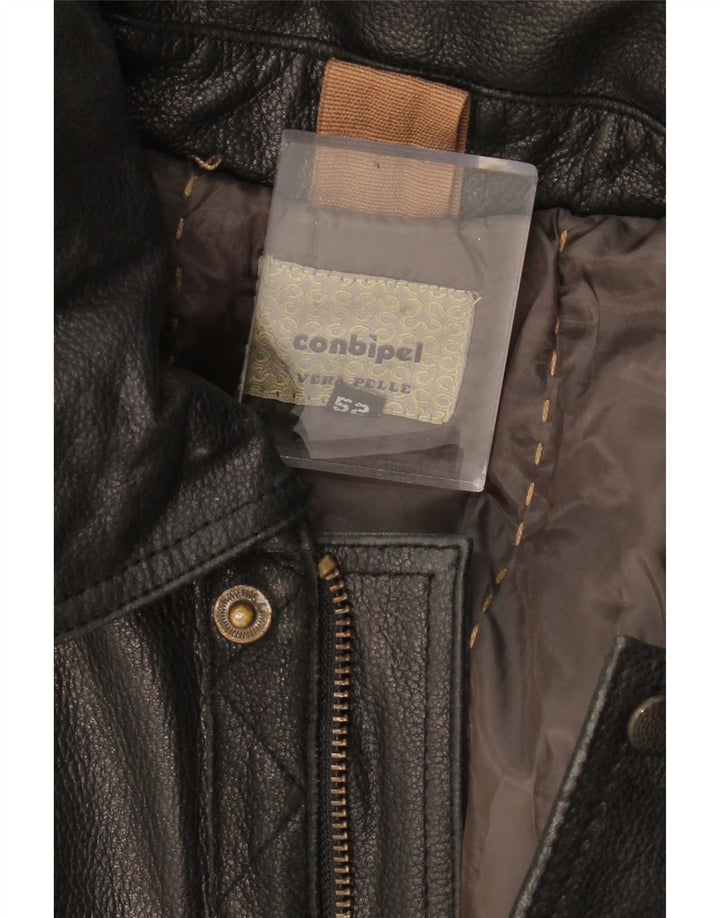 CONBIPEL Herren-Ledermantel mit Kapuze, IT 52, großes braunes Leder