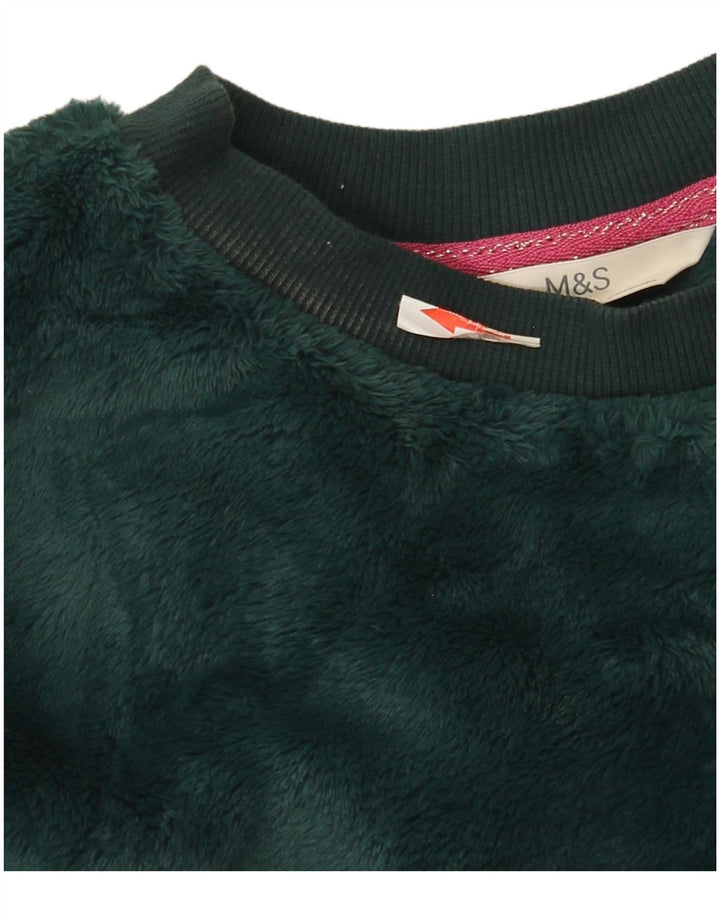 Marks & Spencer Damen Velours-Sweatshirt-Pullover UK 14 Mittelgrün