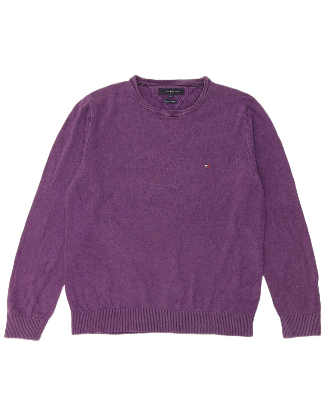 Tommy Hilfiger Herren-Pullover mit Rundhalsausschnitt, mittelviolette Baumwolle