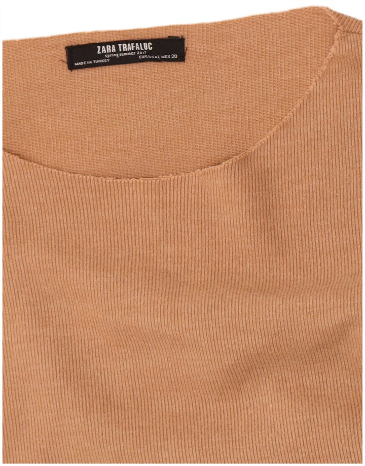 Zara Damen Trafaluc Top Langarm UK 16 Large Beige