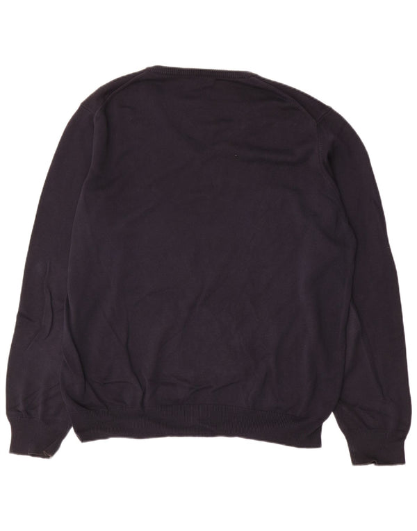 Henry Cottons Herren-Pullover mit V-Ausschnitt, XL, marineblaue Baumwolle