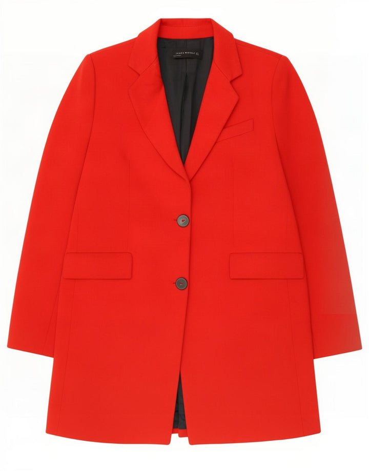 Zara Damen Longline 2 Button Blazer Jacke UK 16 Large Rot