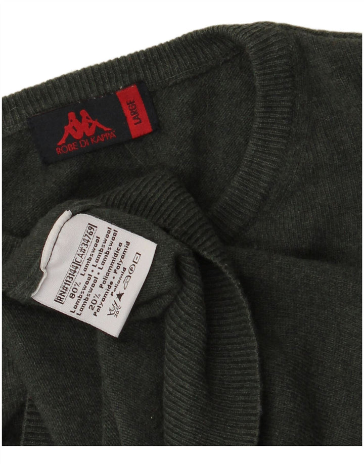 Kappa Herren-Pullover mit Rundhalsausschnitt, groß, grüne Lammwolle